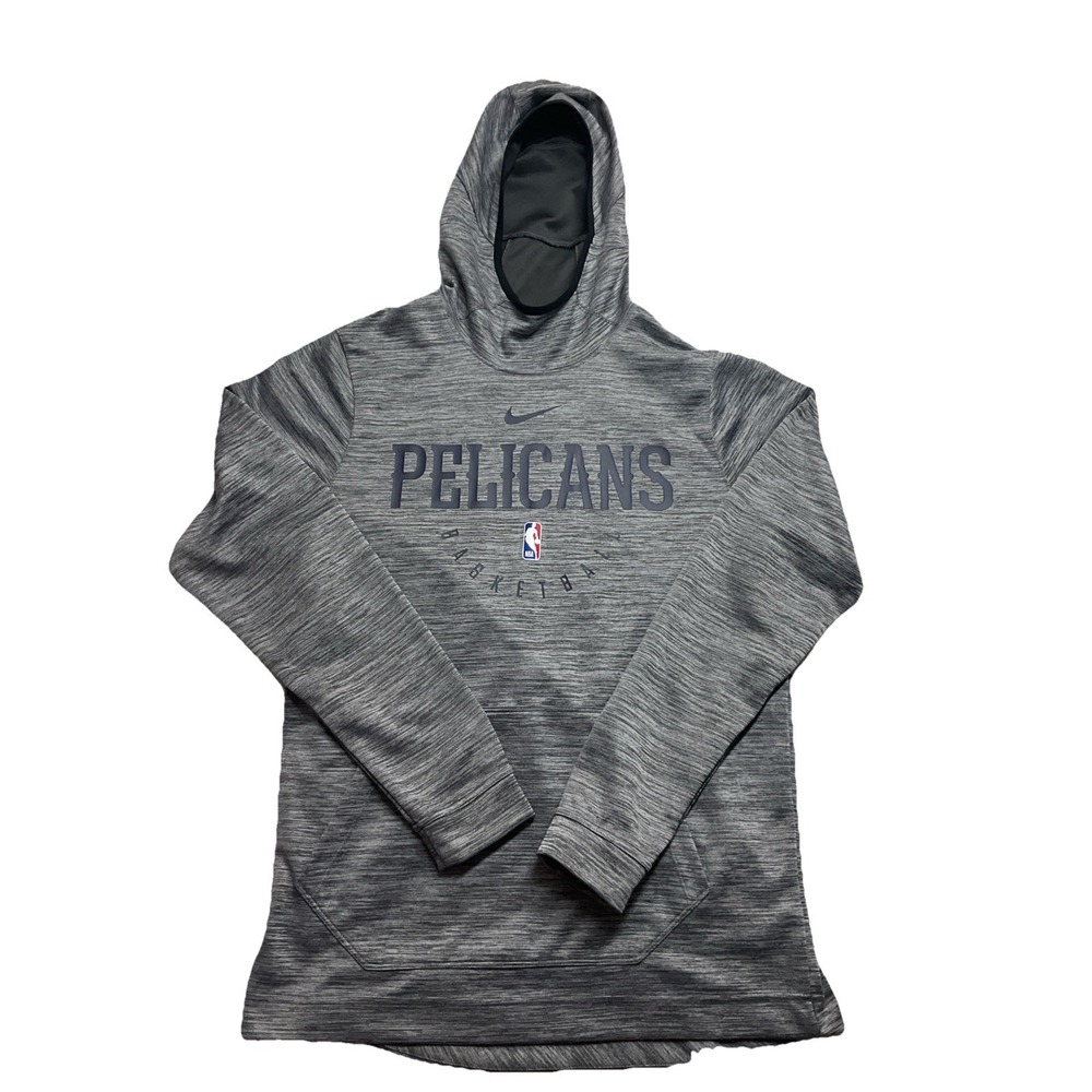 NBA‎ Nike Dri Fit Mens Gray Long Sleeve Pelicans Hoodie Size LT